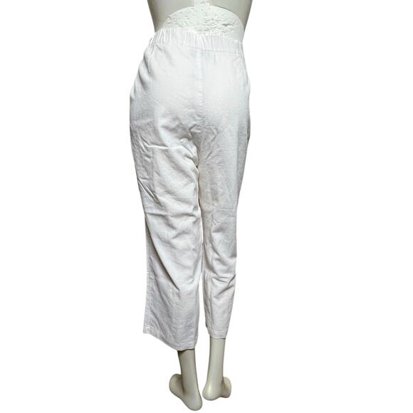 SAG Harbor White Linen Blend Drawstring Pants Size 14 – Casual Comfort - Picture 3 of 16